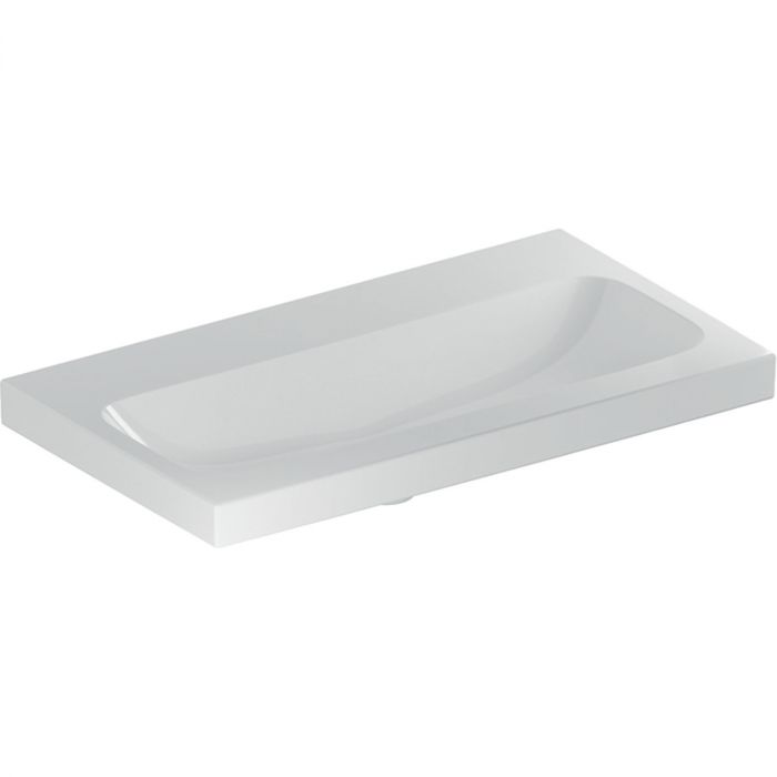 Umywalka ceramiczna GEBERIT iCon Light możliwość osadzenia w blacie krótka bez otworu bez przelewu 750 x 420 x 170 mm biała | 501842007