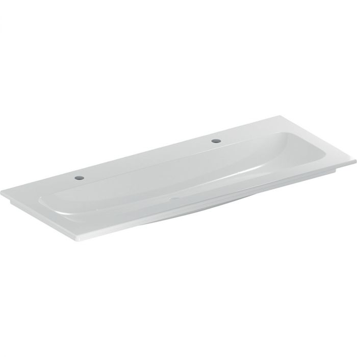 Umywalka ceramiczna GEBERIT iCon meblowa 2-otworowa bez przelewu z cienkim rantem 1200 x 480 x 130 mm biała  | 501846001