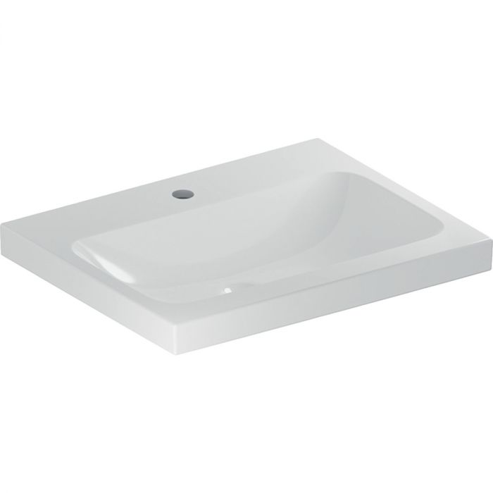 Umywalka ceramiczna GEBERIT iCon Light mocowana do ściany nablatowa z otworem bez przelewu 600 x 480 x 160 mm biała  | 501847005