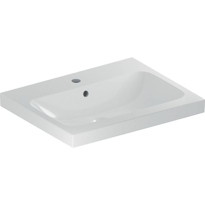 Umywalka ceramiczna GEBERIT iCon Light mocowana do ściany nablatowa z otworem z przelewem 600 x 480 x 160 mm biały alpin mat  | 501847JT1