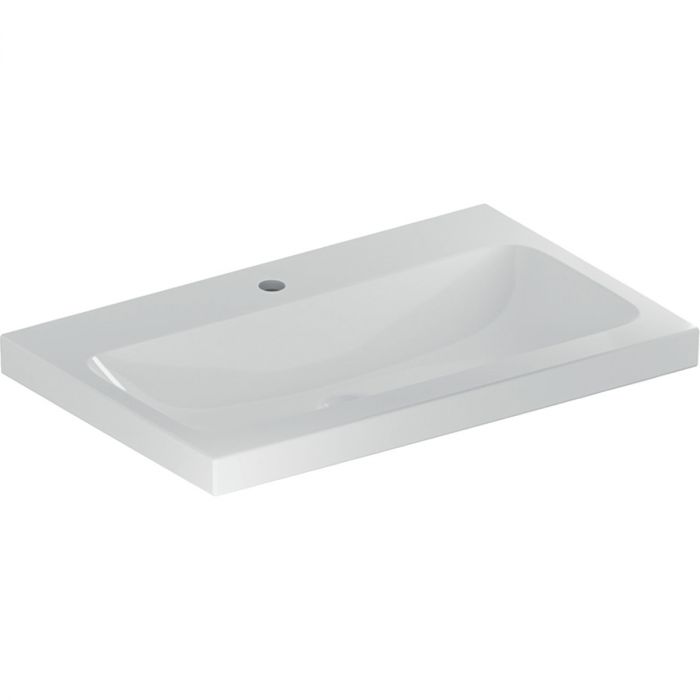Umywalka ceramiczna GEBERIT iCon Light mocowana do ściany nablatowa z otworem bez przelewu 750 x 480 x 160 mm biała | 501848005