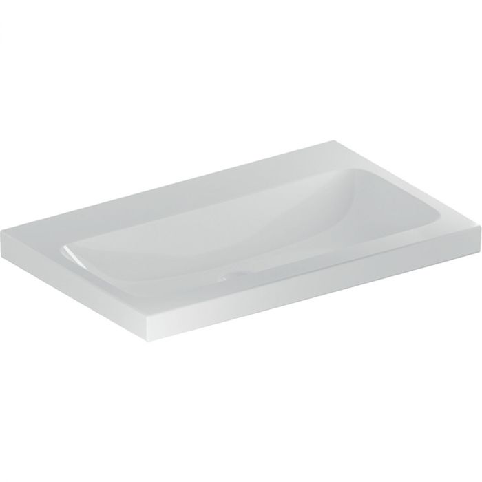 Umywalka ceramiczna GEBERIT iCon Light mocowana do ściany nablatowa bez otworu bez przelewu 750 x 480 x 160 mm biała | 501848007