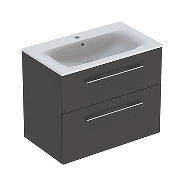 Szafka podumywalkowa wisząca 800 x 502 x 635 mm lava mat z 2 szufladami GEBERIT Nova Pro Premium w zestawie z umywalką prostokątną 80 x 50,2cm | 501324001