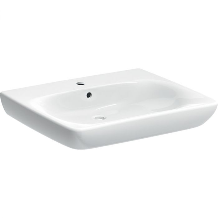 Umywalka ceramiczna GEBERIT SELNOVA COMFORT z otworem z przelewem 650 x 550 x 150 mm biała | 501463007