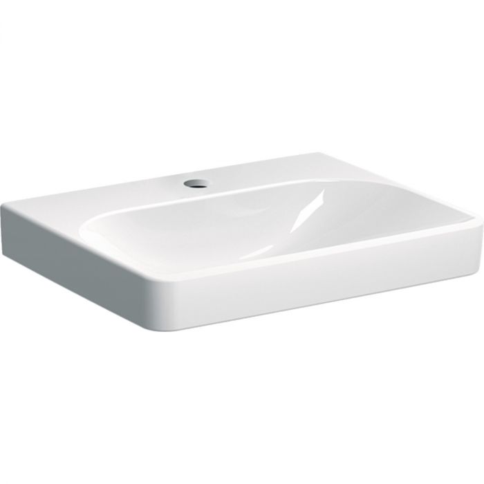 Umywalka ceramiczna GEBERIT Smyle Square prostokątna z otworem bez przelewu 600 x 480 x 165 mm biała | 501732001