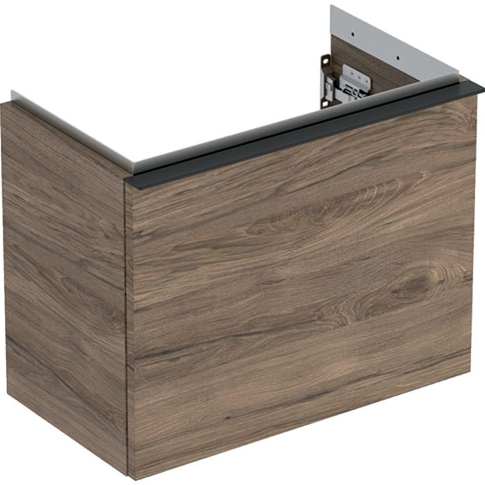 Szafka pod umywalkę kompaktową wisząca dolna 520 x 307 x 415 mm orzech hickory z jedną szufladą GEBERIT iCon | 502302JR1