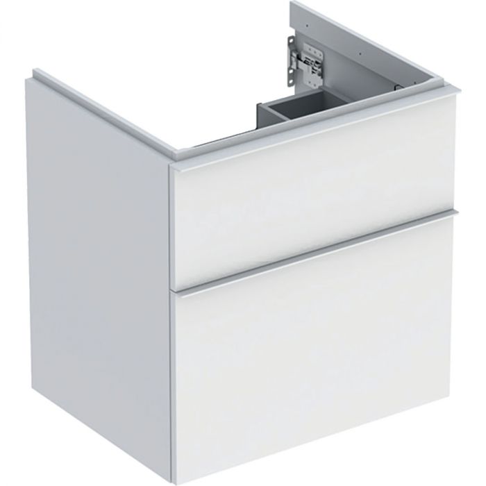Szafka pod umywalkę dolna wisząca 592 x 476 x 615 mm biała lakierowany mat z dwoma szufladami GEBERIT iCon | 502303013