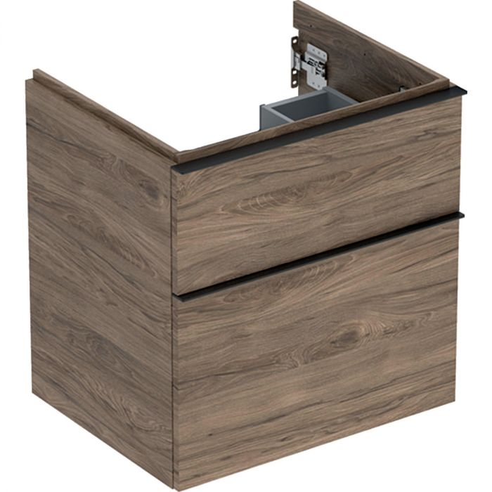 Szafka pod umywalkę dolna wisząca 592 x 476 x 615 mm orzech hickory z dwoma szufladami GEBERIT iCon | 502303JR1