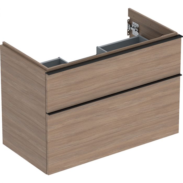 Szafka pod umywalkę dolna wisząca 888 x 476 x 615 mm dąb  z dwoma szufladami GEBERIT iCon | 502305JH1