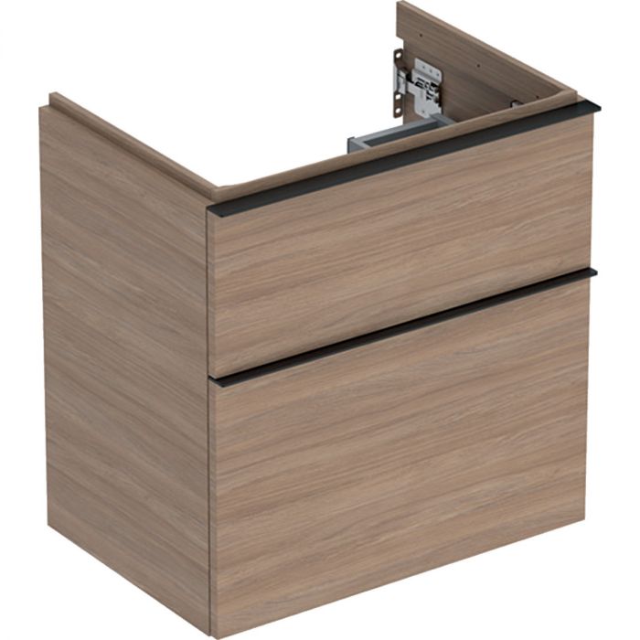 Szafka pod umywalkę wisząca dolna krótka 592 x 416 x 615 mm dąb  z dwoma szufladami GEBERIT iCon | 502307JH1