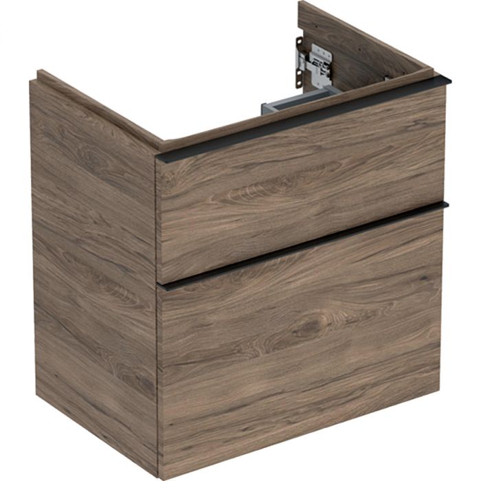 Szafka pod umywalkę wisząca dolna krótka 592 x 416 x 615 mm orzech hickory z dwoma szufladami GEBERIT iCon | 502307JR1