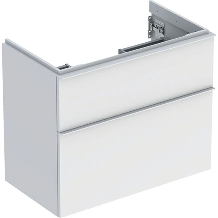 Szafka pod umywalkę wisząca dolna krótka 740 x 416 x 615 mm biała lakierowany mat z dwoma szufladami GEBERIT iCon | 502308013
