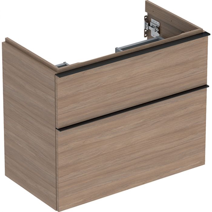 Szafka pod umywalkę wisząca dolna krótka 740 x 416 x 615 mm dąb  z dwoma szufladami GEBERIT iCon | 502308JH1