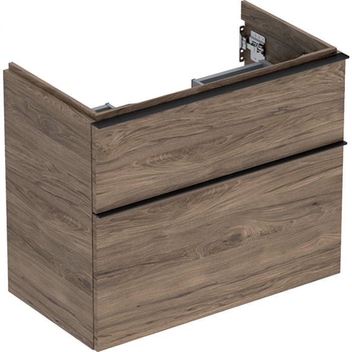 Szafka pod umywalkę wisząca dolna krótka 740 x 416 x 615 mm orzech hickory z dwoma szufladami GEBERIT iCon | 502308JR1