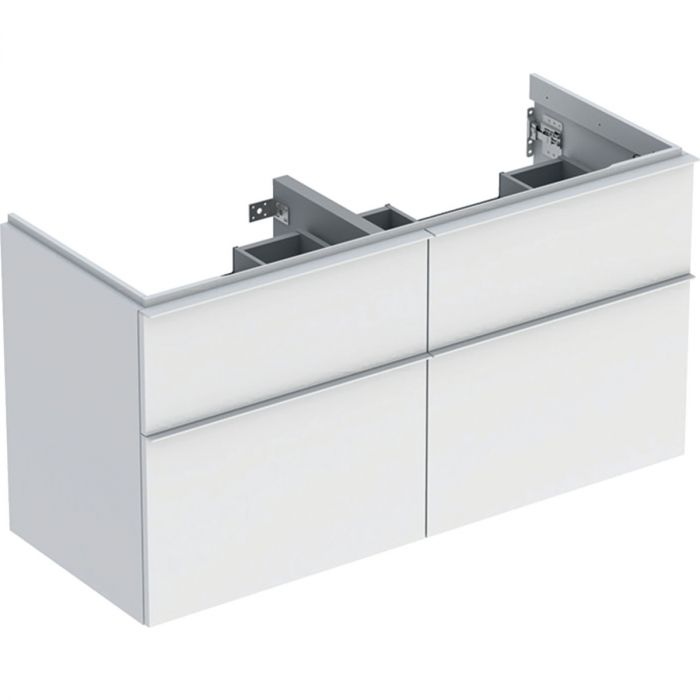 Szafka pod umywalkę podwójną dolna wisząca 1184 x 476 x 615 mm biała lakierowany mat z czterema szufladami GEBERIT iCon | 502309013