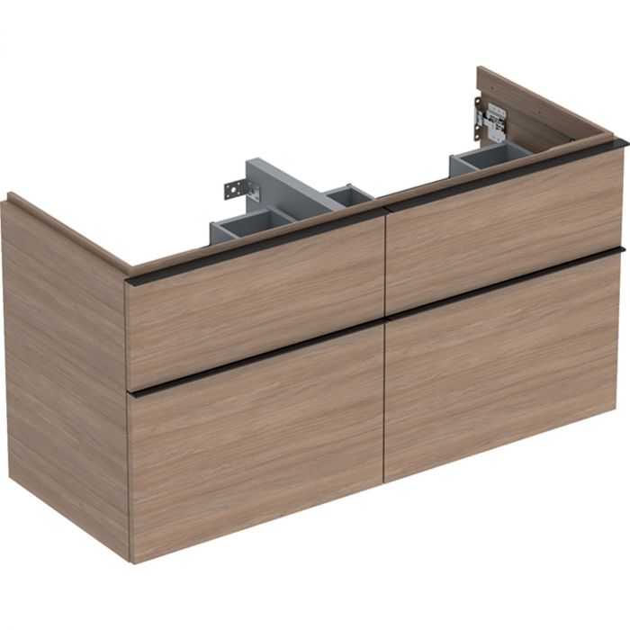 Szafka pod umywalkę podwójną dolna wisząca 1184 x 476 x 615 mm dąb  z czterema szufladami GEBERIT iCon | 502309JH1