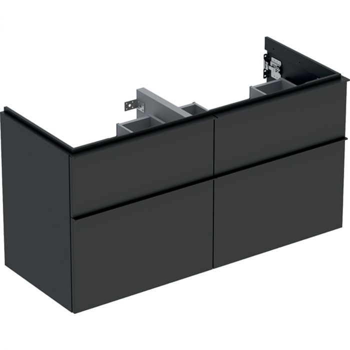 Szafka pod umywalkę podwójną dolna wisząca 1184 x 476 x 615 mm lava lakierowany mat z czterema szufladami GEBERIT iCon | 502309JK1