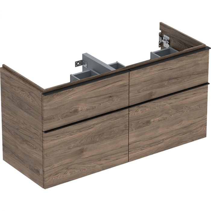 Szafka pod umywalkę podwójną dolna wisząca 1184 x 476 x 615 mm orzech hickory z czterema szufladami GEBERIT iCon | 502309JR1