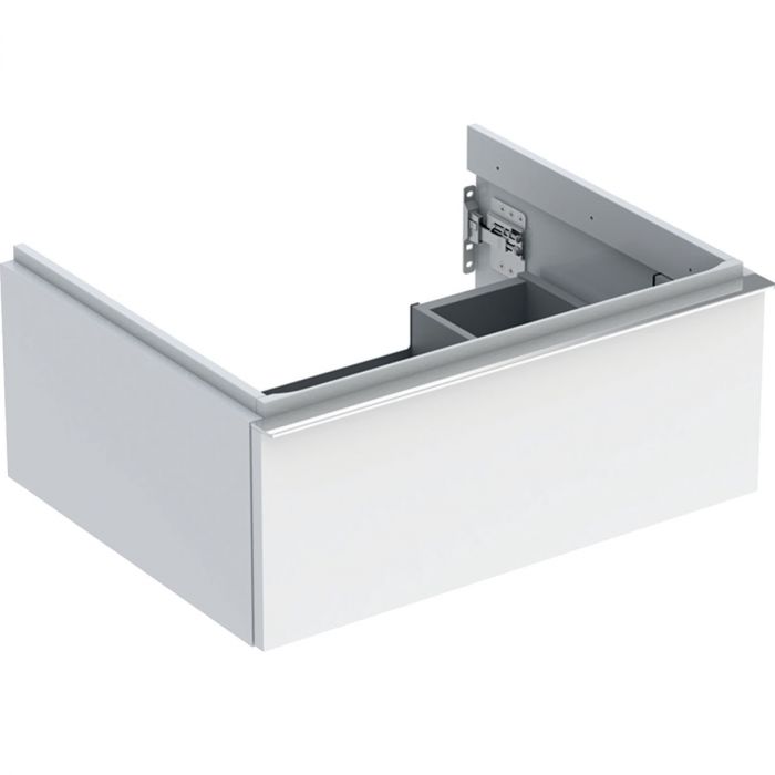 Szafka pod umywalkę wisząca dolna 592 x 476 x 247 mm biała lakierowany wysoki połysk z jedną szufladą GEBERIT iCon | 502310012
