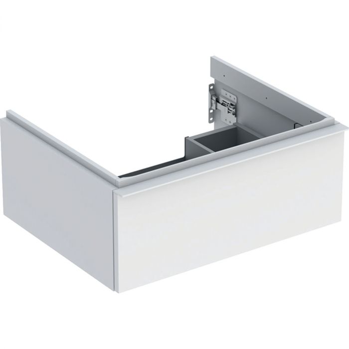 Szafka pod umywalkę wisząca dolna 592 x 476 x 247 mm biała lakierowany mat z jedną szufladą GEBERIT iCon | 502310013