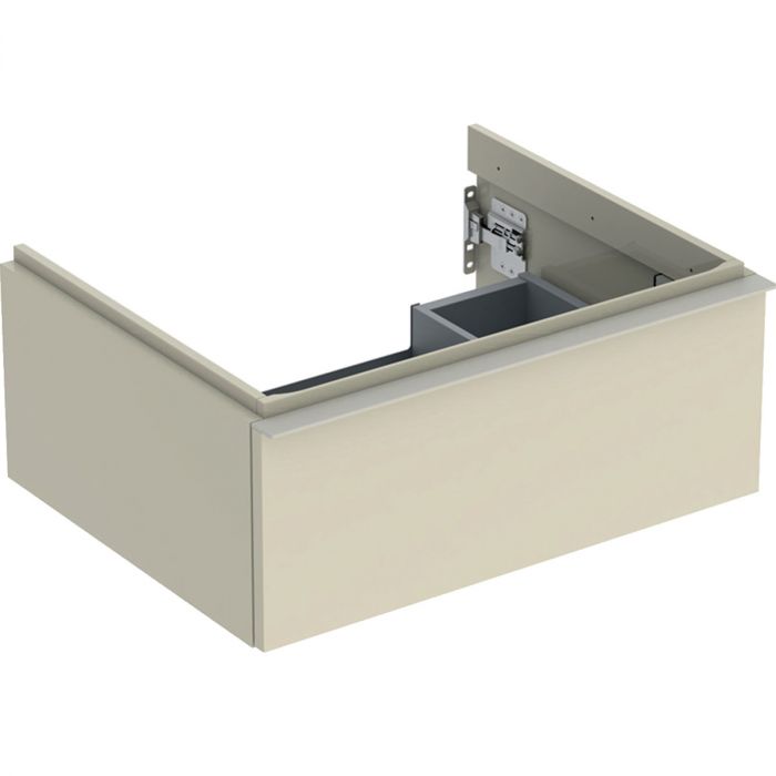 Szafka pod umywalkę wisząca dolna 592 x 476 x 247 mm szary piaskowy lakierowany wysoki połysk z jedną szufladą GEBERIT iCon | 502310JL1