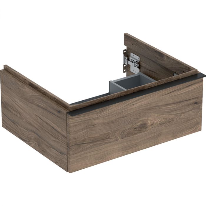 Szafka pod umywalkę wisząca dolna 592 x 476 x 247 mm orzech hickory z jedną szufladą GEBERIT iCon | 502310JR1