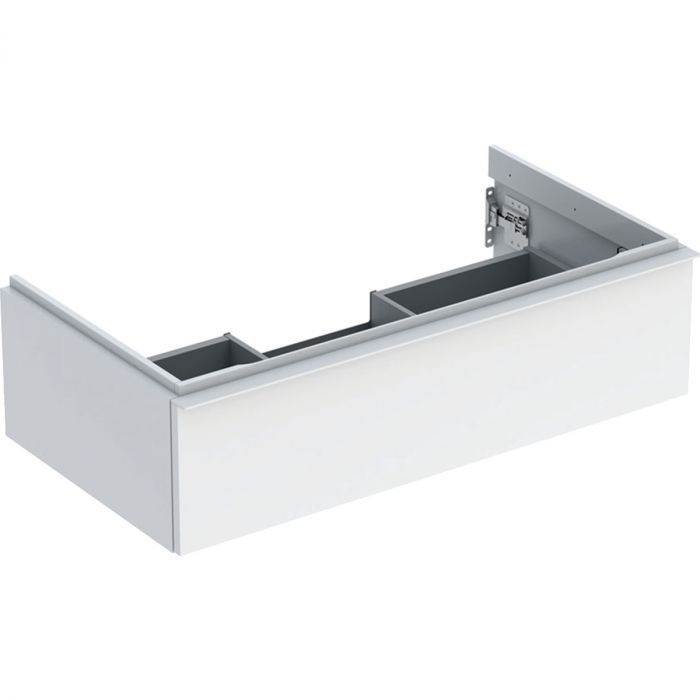 Szafka pod umywalkę wisząca dolna 888 x 476 x 247 mm biała lakierowany wysoki połysk z jedną szufladą GEBERIT iCon | 502312011