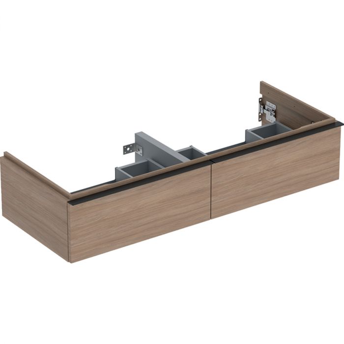 Szafka pod umywalkę podwójną wisząca dolna 1184 x 476 x 247 mm dąb  z dwoma szufladami GEBERIT iCon | 502314JH1