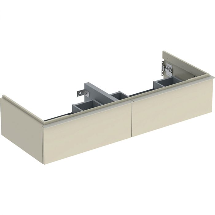 Szafka pod umywalkę podwójną wisząca dolna 1184 x 476 x 247 mm szary piaskowy lakierowany wysoki połysk z dwoma szufladami GEBERIT iCon | 502314JL1