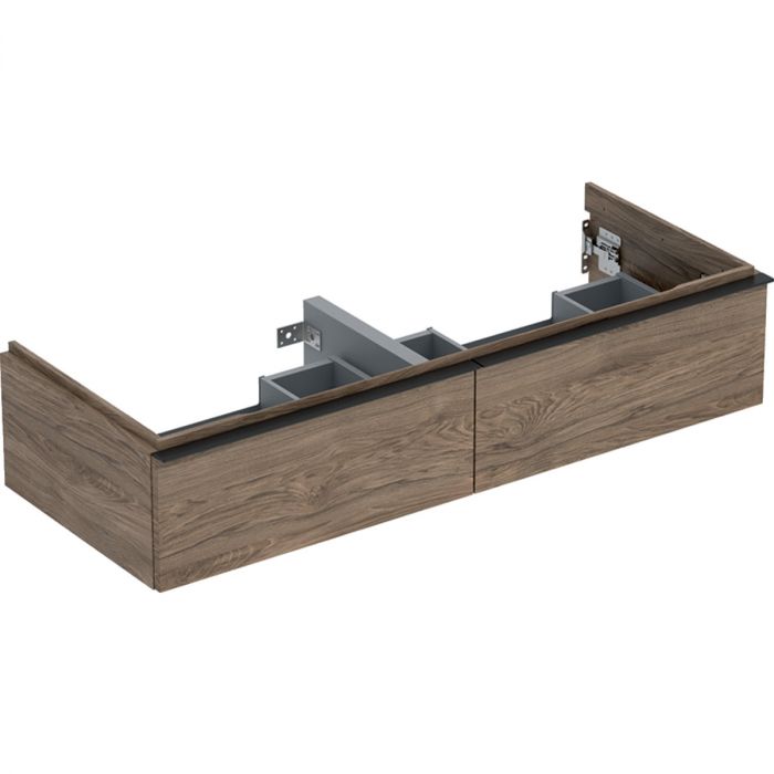 Szafka pod umywalkę podwójną wisząca dolna 1184 x 476 x 247 mm orzech hickory z dwoma szufladami GEBERIT iCon | 502314JR1