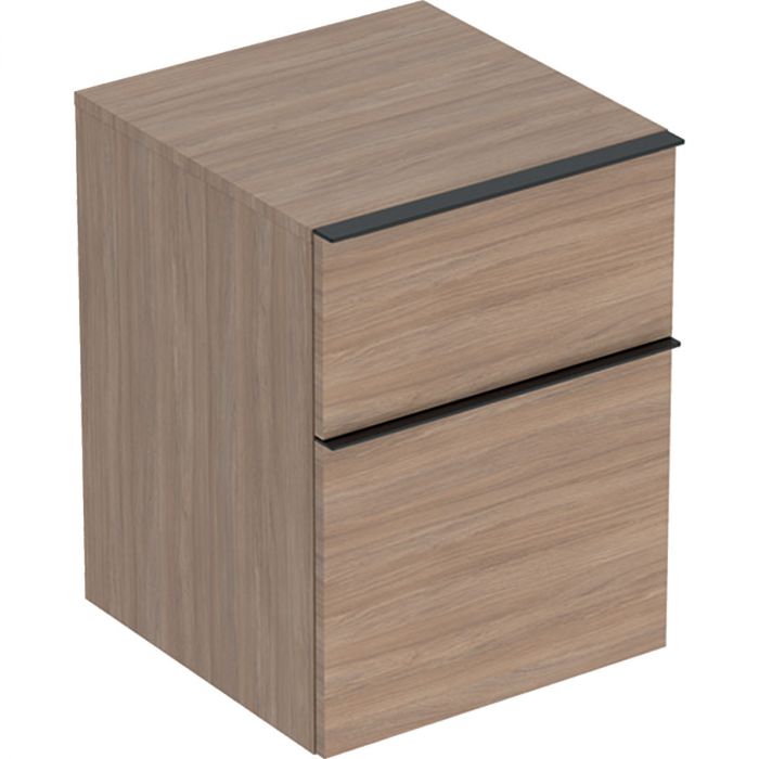 Szafka wisząca boczna 450 x 476 x 600 mm dąb  z dwoma szufladami GEBERIT iCon | 502315JH1