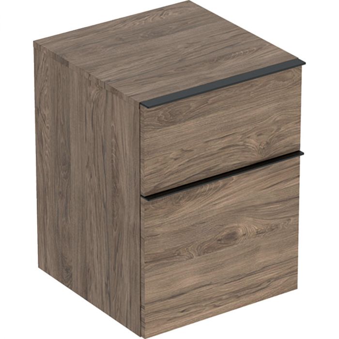 Szafka wisząca boczna 450 x 476 x 600 mm orzech hickory z dwoma szufladami GEBERIT iCon | 502315JR1