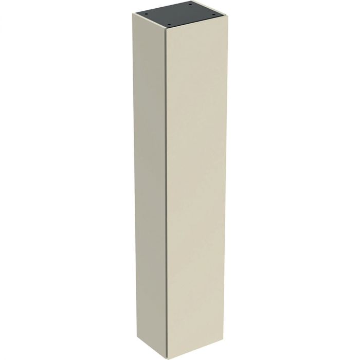 Szafka wisząca wysoka 360 x 291 x 1800 mm piaskowo-szara lakierowany wysoki połysk z drzwiami, z czterema przekładanymi szklanymi półkami do dolnej szafki, z półką zamocowaną na stałe GEBERIT iCon | 502316JL1
