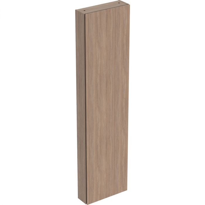 Szafka wisząca wysoka krótka 450 x 150 x 1800 mm dąb z jednymi drzwiami i lustrem wewnętrznym, 5 szklanych półek do dolnej szafki GEBERIT iCon | 502317JH1