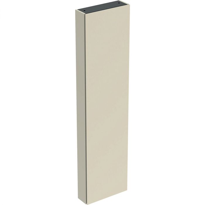Szafka wisząca wysoka krótka 450 x 150 x 1800 mm piaskowo-szara lakierowany wysoki połysk z jednymi drzwiami i lustrem wewnętrznym, 5 szklanych półek do dolnej szafki GEBERIT iCon | 502317JL1