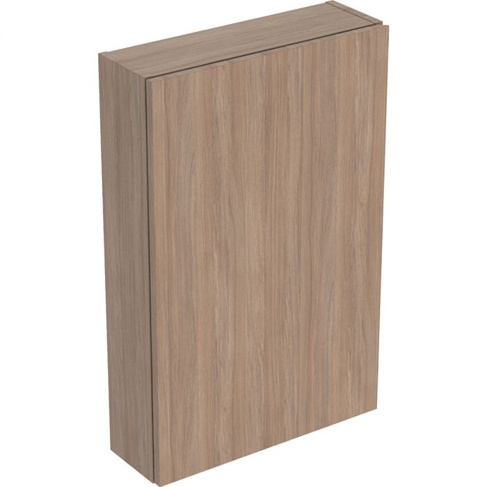 Szafka wisząca górna 450 x 150 x 700 mm dąb z jednymi drzwiami, z dwoma szklanymi półkami do dolnej szafki GEBERIT iCon | 502318JH1