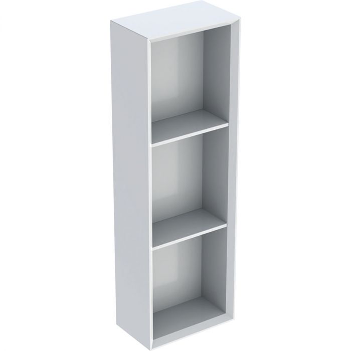 Regał wiszący 225 x 132 x 700 mm biały lakierowany wysoki połysk z dwoma półkami regulowanymi GEBERIT iCon | 502320011