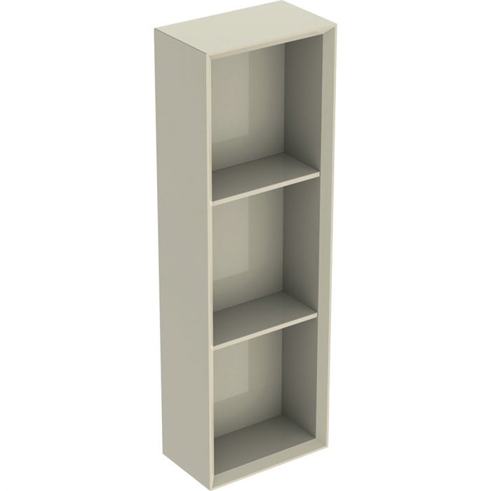 Regał wiszący 225 x 132 x 700 mm piaskowo-szary lakierowany wysoki połysk z dwoma półkami regulowanymi GEBERIT iCon | 502320JL1