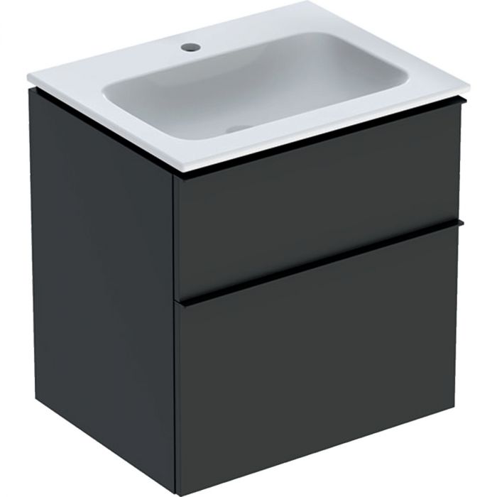 Zestaw łazienkowy wiszący 600 x 480 x 630 mm lava GEBERIT iCon w komplecie: umywalka meblowa slim z otworem bez przelewu, z szafką pod umywalkę z dwoma szufladami, z zestawem odpływowo-przelewowym, elementy mocujące  | 502335JK1