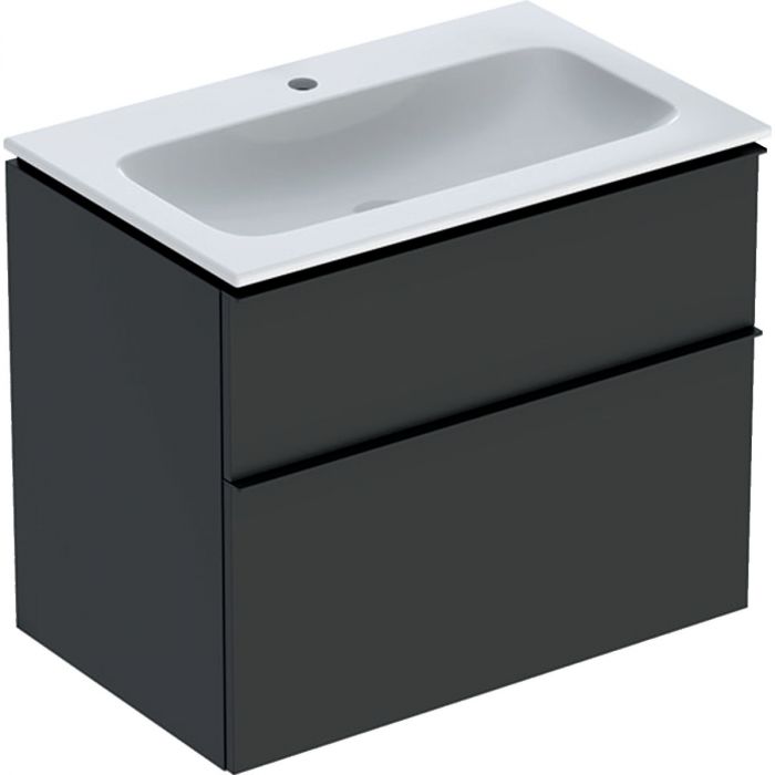 Zestaw łazienkowy wiszący 750 x 480 x 630 mm lava GEBERIT iCon w komplecie: umywalka meblowa slim z otworem bez przelewu, z szafką pod umywalkę z dwoma szufladami, z zestawem odpływowo-przelewowym, elementy mocujące  | 502336JK1