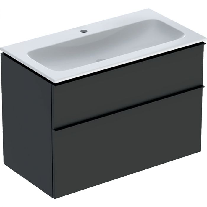 Zestaw łazienkowy wiszący 900 x 480 x 630 mm lava GEBERIT iCon w komplecie: umywalka meblowa slim z otworem bez przelewu, z szafką pod umywalkę z dwoma szufladami, z zestawem odpływowo-przelewowym, elementy mocujące  | 502337JK1