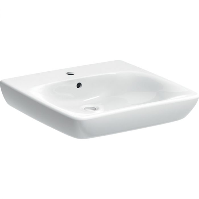 Umywalka ceramiczna GEBERIT SELNOVA COMFORT z otworem z przelewem 600 x 550 x 150 mm biała | 502769007