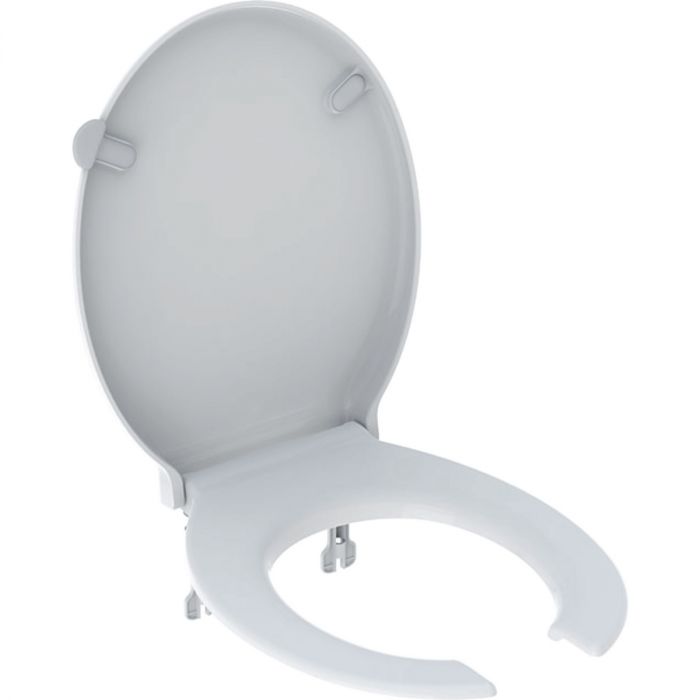 Deska WC z mocowaniem od dołu GEBERIT SELNOVA COMFORT bez barier z tworzywa duroplast z wycięciem, z otwartym siedziskiem, zawiasy metalowe 37.5 x 46 cm biała | 502791001