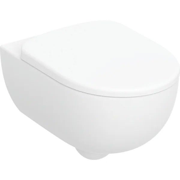Miska WC GEBERIT Selnova Premium wisząca, lejowa RimFree z deską sedesową wolnoopadającą i z wypinanymi zawiasami biała | 502793001