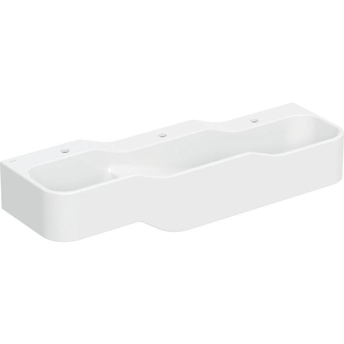 Umywalka GEBERIT Bambini dziecięca z trzema umywalkami z otworem głębsza umywalka po prawej stronie 1400 x 390 x 300 mm biały-alpin / mat  | 502976001