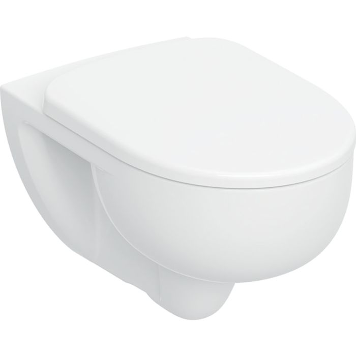 Miska WC ceramiczna wisząca GEBERIT SELNOVA lejowa TurboFlush miska 503082001 z deską sedesową 500335011, mocowanie od góry, wolne opadanie, z wypinanymi zawiasami 36 x 54 cm biała  | 503083001