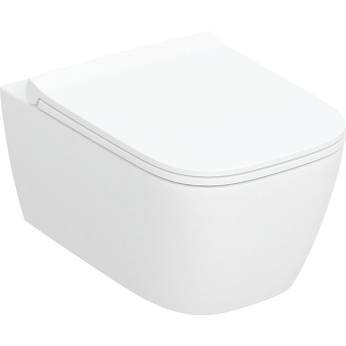 Miska WC ceramiczna GEBERIT Smyle lejowa, wirowa TurboFlush ukryte mocowanie 36 x 56 cm biała z deską sedesową  | 503171001