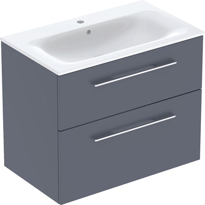 Zestaw łazienkowy 800 x 502 x 652 mm niebieski lakierowany matowy GEBERIT VITALLE VITANOVA w komplecie : umywalka z 1 otworem na baterię, przelewem, szafka podumywalkowa z 2 szufladami  | 503173001