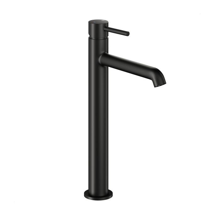 Bateria umywalkowa stojąca nablatowa ARMATURA KRAKÓW MOZA MINI 1-otworowa mosiężna czarna z korkiem klik-klak  | 503263281