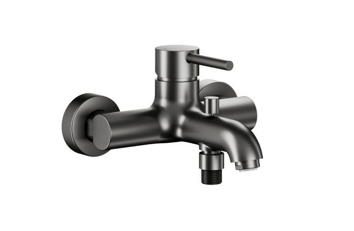 Bateria wannowa ścienna ARMATURA KRAKÓW MOZA 2-otworowa mosiężna gun metal grey PVD  | 503401061